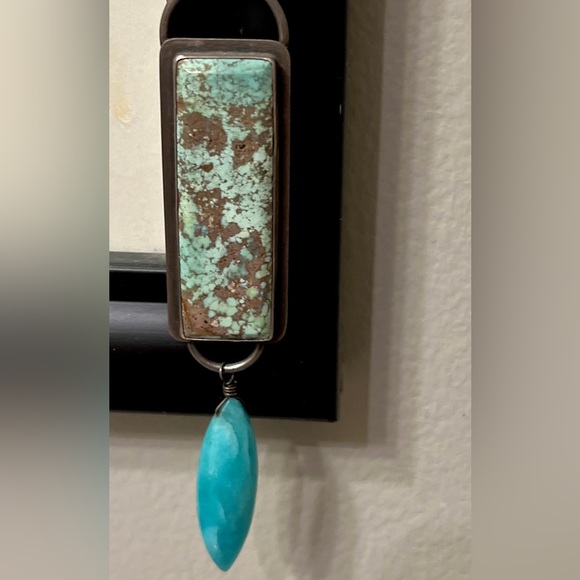 Artisan made Sterling Silver Statement necklace featuring Turquoise & Amazonite